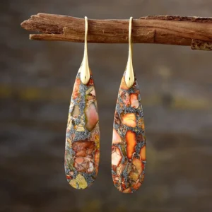 Natural Multicolor Geometric Dangle Earrings