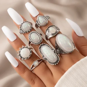 Ethnic Silver Plated Sculpted Rings